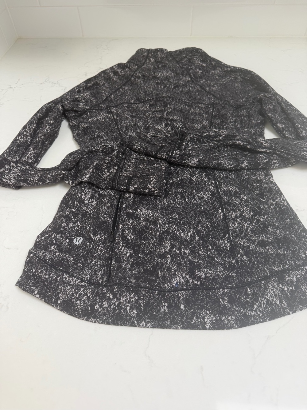 lululemon athletica Black and White Speckled Half-Zip Jacket